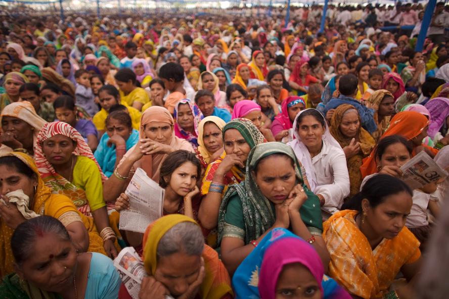 Indian women in a large crowd