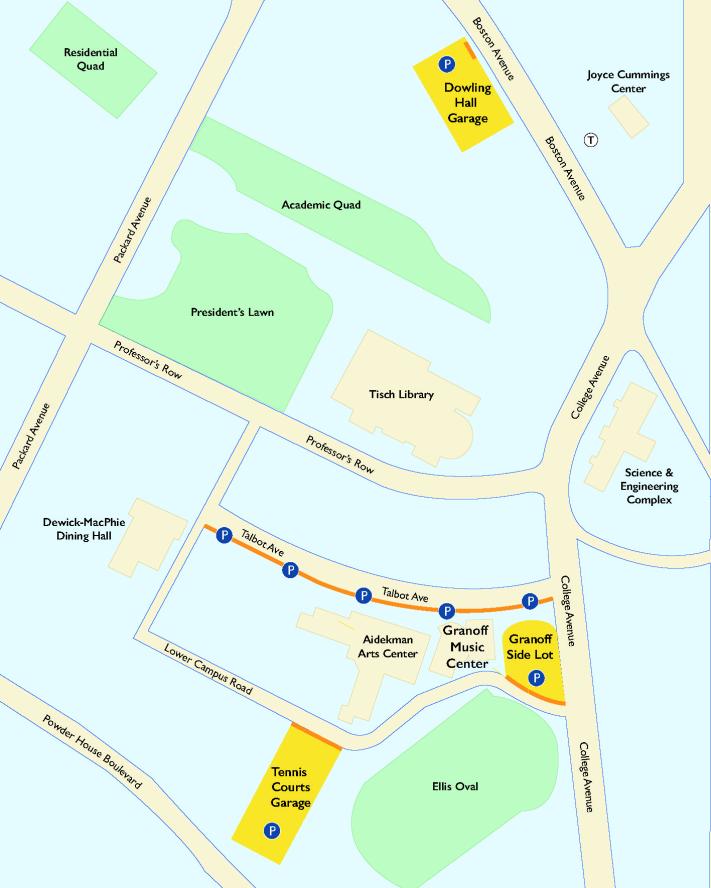 Parking map for the Department of Music