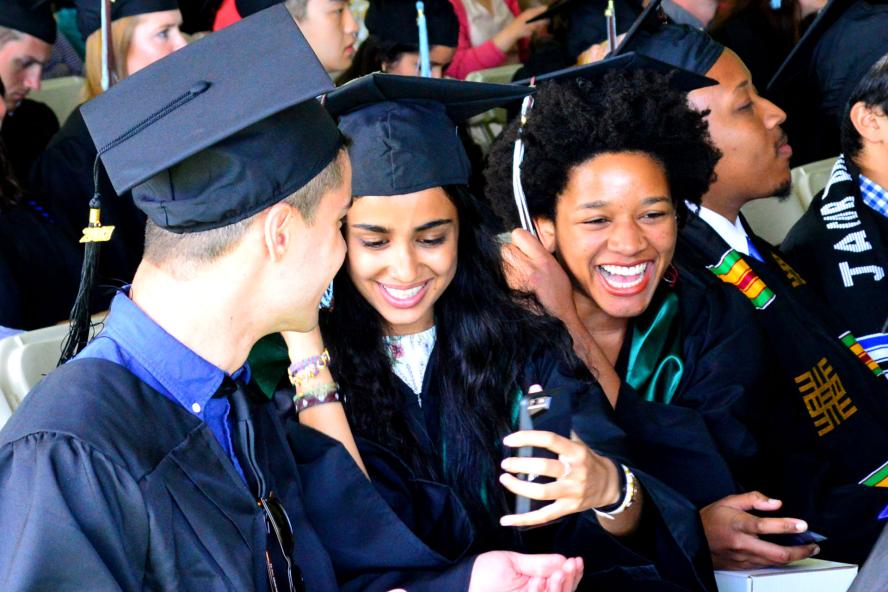 Diverse students at graduation