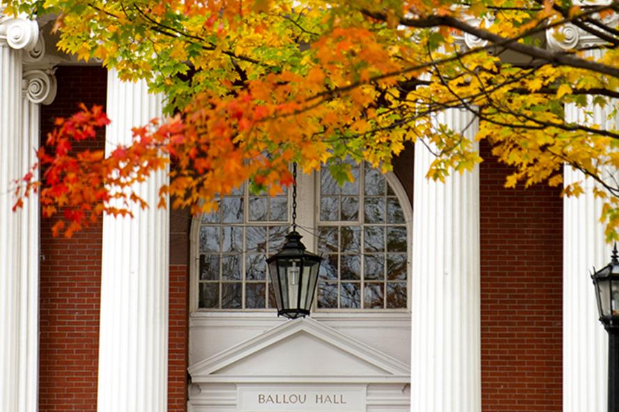 Ballou Hall in the fall