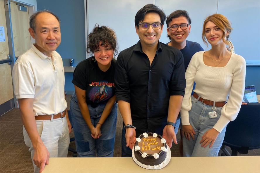 The Hernandez Lab celebrating their one-year anniversary here at Tufts biology. 