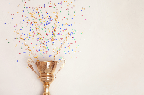 Stock photo trophy with confetti