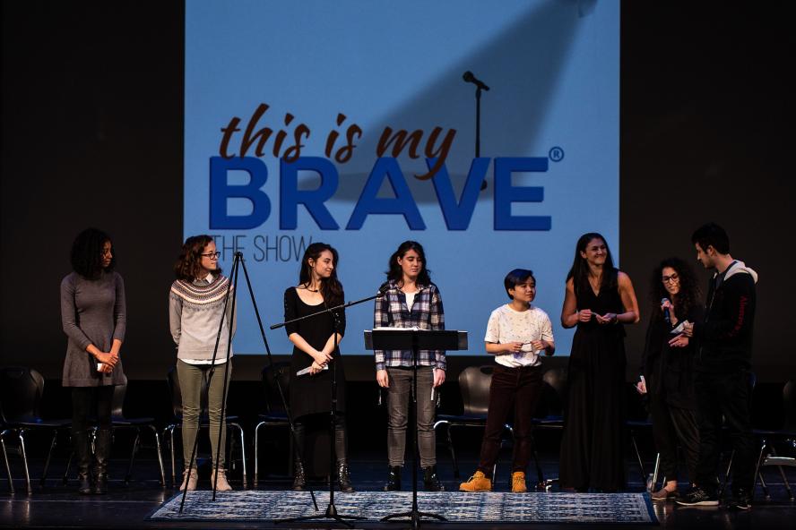 Students performing mental health stories at an event called This is My Brave