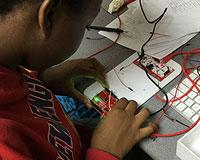 Student participating in the Re-Making STEM project
