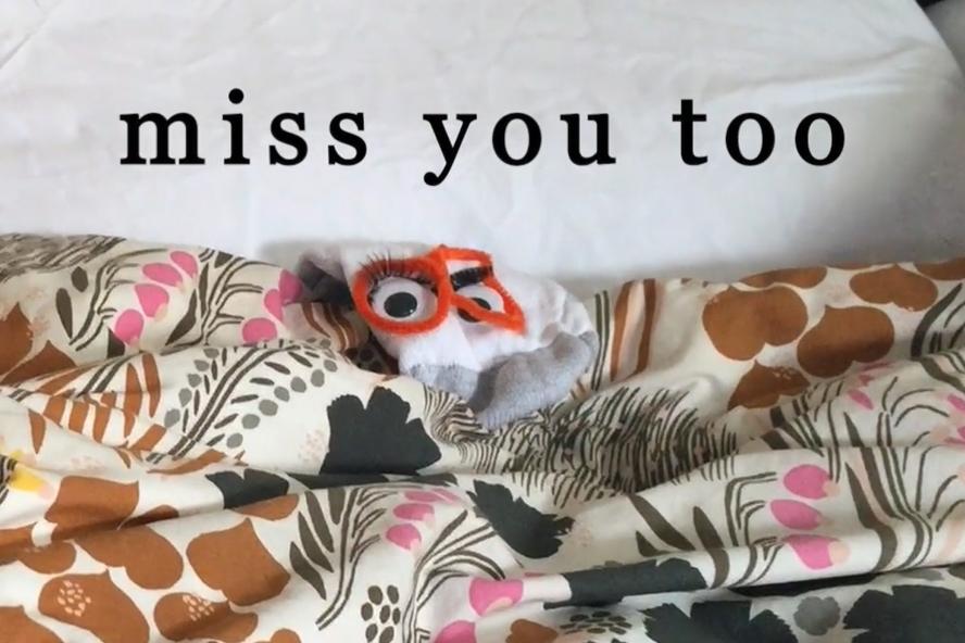 Student film called "Miss You Too" featuring a bedroom scene