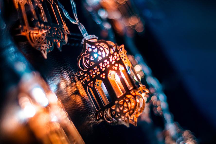 a lit lamp during Ramadan