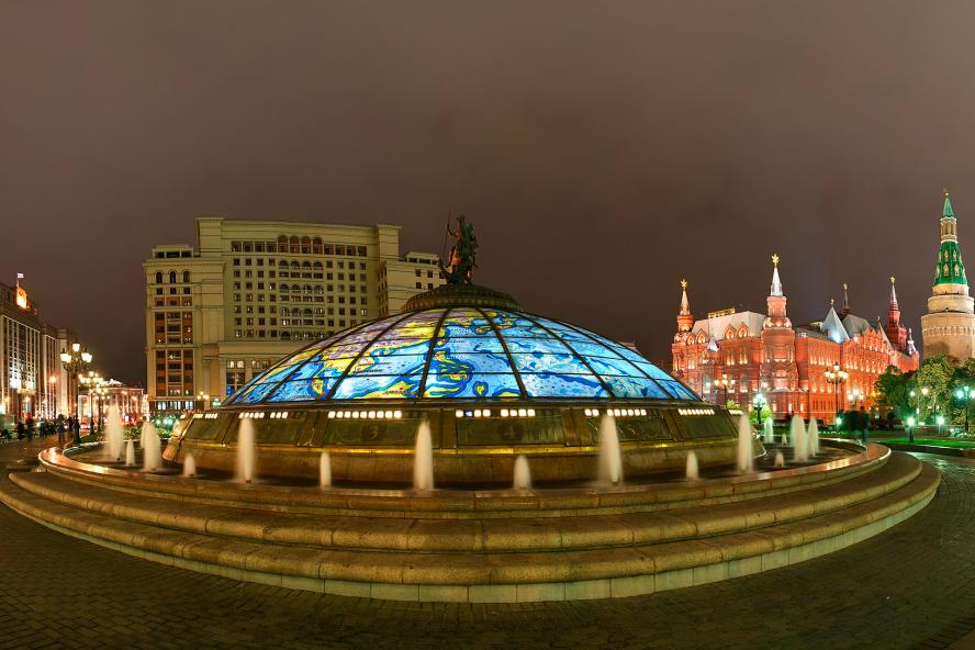 Panorama Manege Square in Moscow, Russia