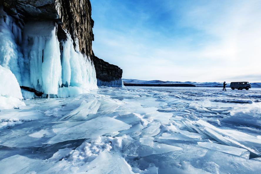 Lake Baikal covered in ice