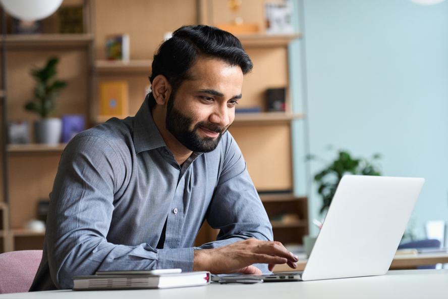 Student working at a computer