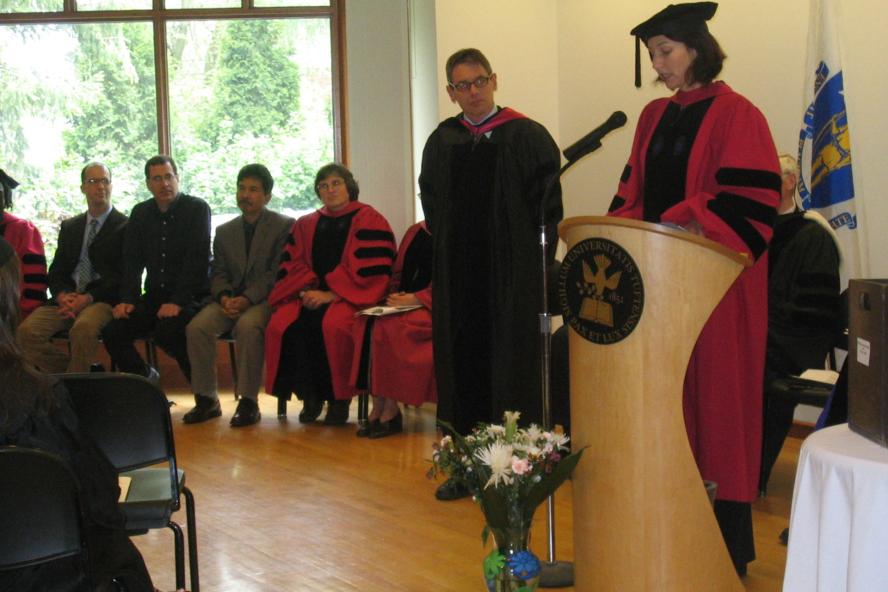 Faculty speaking at graduation