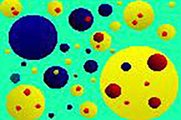 Colored bubbles on green background