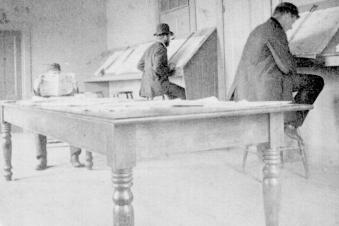 President Capen working in Packard Hall, 1892