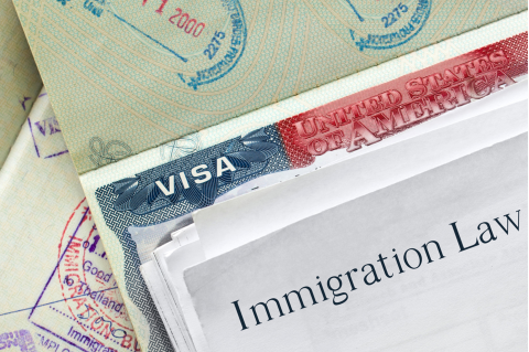 Immigration law visuals of visa and documents