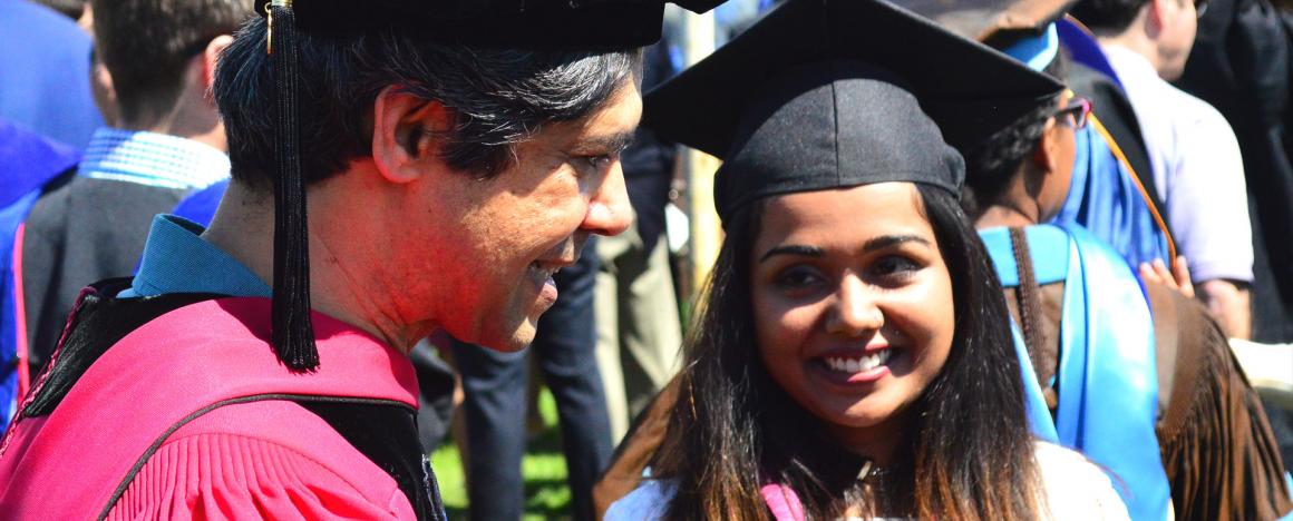 Professor Aniruddh D. Patel with student at graduation