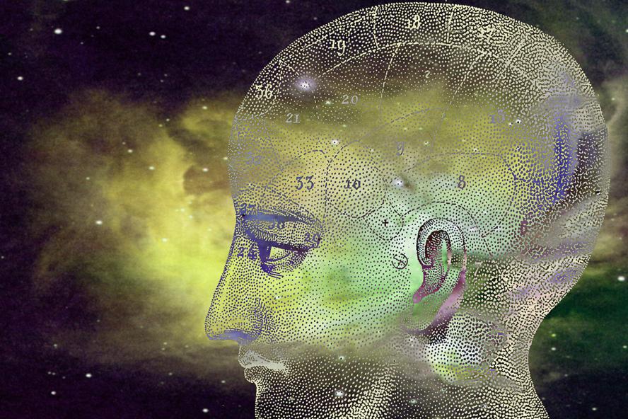 design image of brain against a milky dark background
