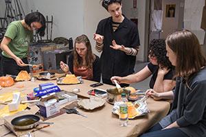 Isabel Beavers, MFA '17, shared a methodology for using recycled materials, organic beeswax, and LED lights to create sculptural objects in the Bee Sustainable: An Intro to Bio Arts workshop.