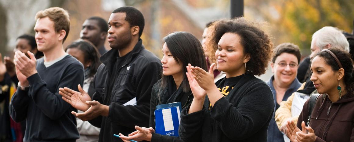 Students clapping at the annual Black Solidarity Day at Tufts