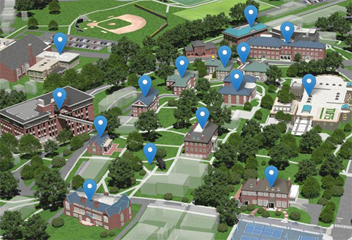 Map artwork of the Tufts campus