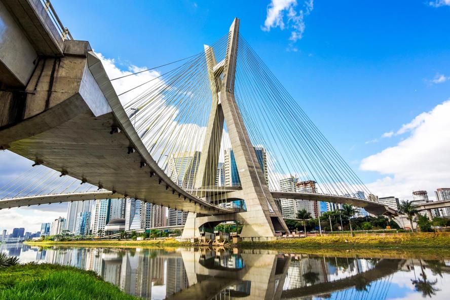 The Octavio Frias de Oliveira bridge in São Paulo, Brazil over the Pinheiros River