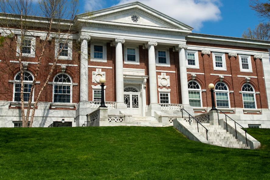 Eaton Hall with green grass in front of the building