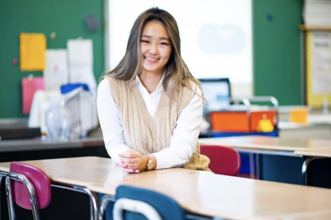 Stephnie Lin, AG22, in a classroom