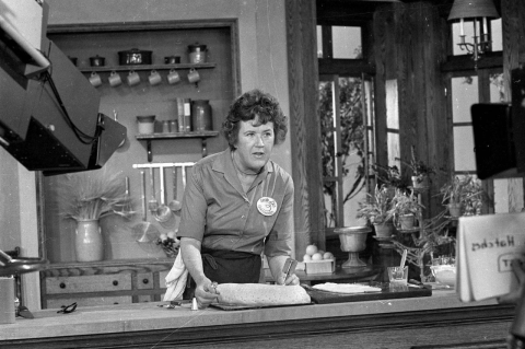 Julia Child on the set of The French Chef TV show in 1970. Food shows have led the way for the TV industry, from experimental television to streaming and beyond, explains a new book