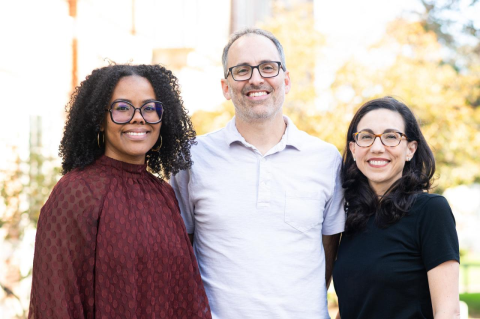 Two women and a man stand together outdoors. Tufts psychology researchers get $2.7 million to map the pathways between experiencing the stressful effects of racism and disease