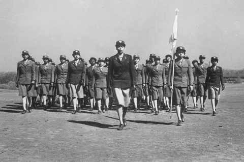 WAAC servicewomen marching