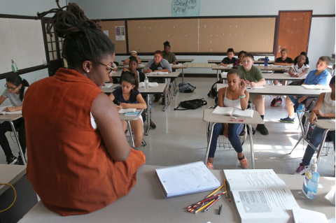 Students and teacher in a classroom, Photo: David L. Ryan/Globe Staff