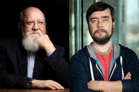 Composite image of Mike Levin and Dan Dennett