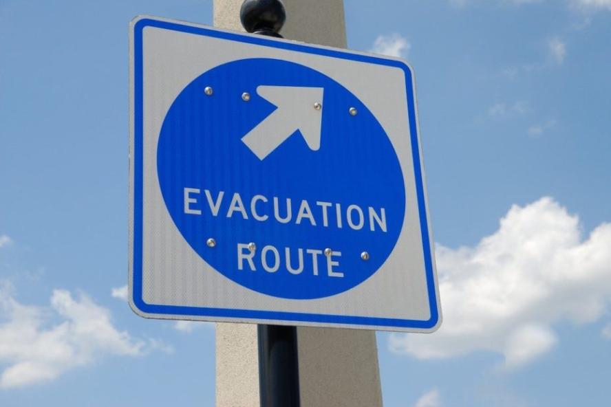 "Evacuation Route" sign